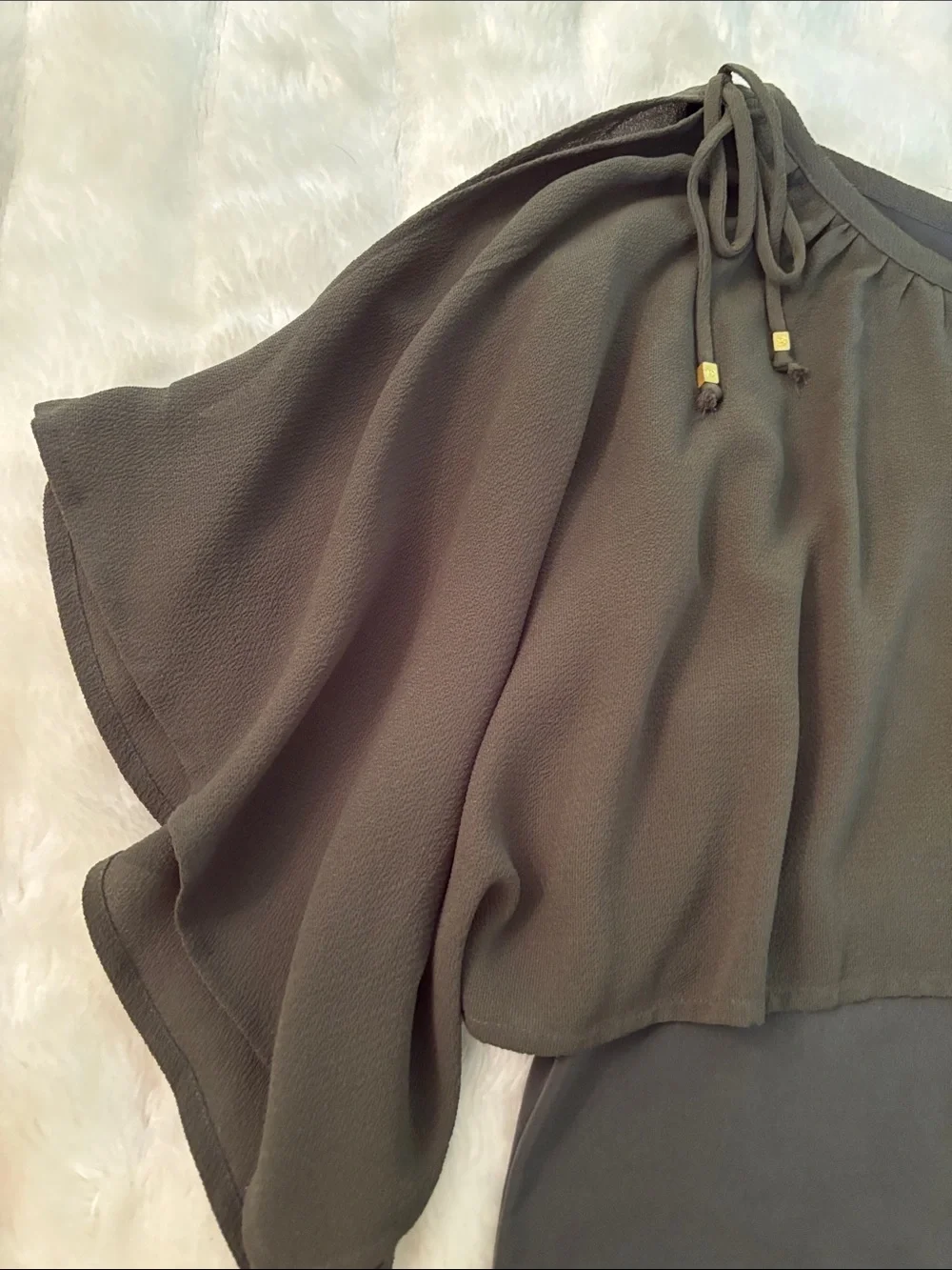 Michael Kors dark green Layered Flutter Sleeve Blouse